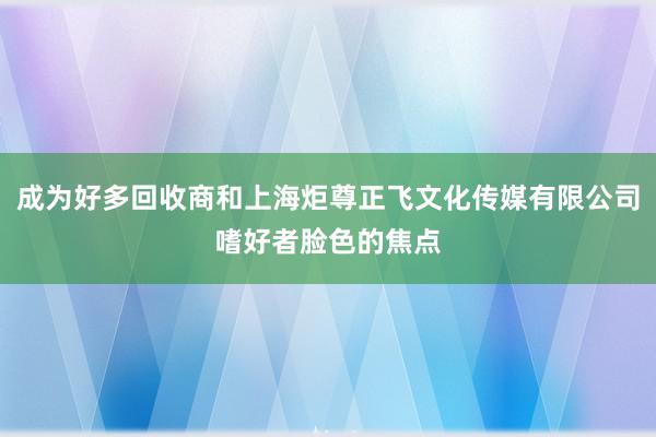 成为好多回收商和上海炬尊正飞文化传媒有限公司嗜好者脸色的焦点